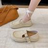 Fashion 2025 Spring New Retro Style Belt Buckle Flat Single Shoes Slip-on Casual Loafers