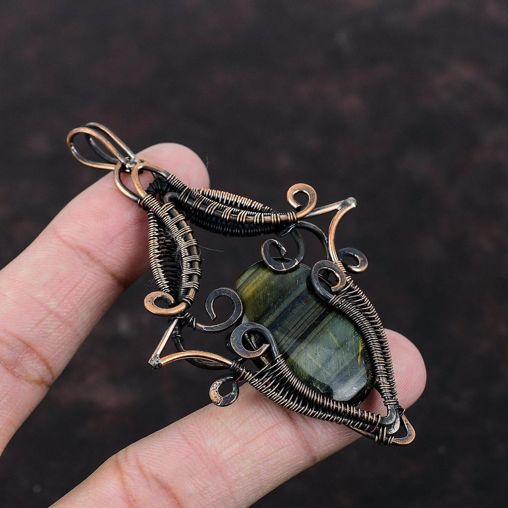Nellite Gemstone Pendant Copper Wire Wrapped Pendant Handmade Brand New Jewelry Ethnic Style Pendant Nellite Copper Jewelry Pendant For Gift