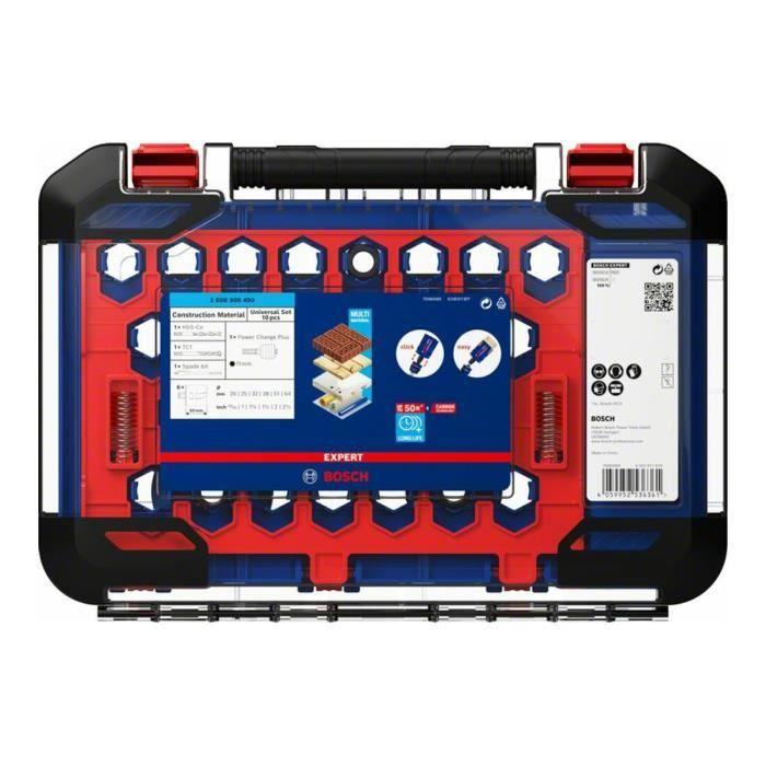 Coffret de scies-trépans - bosch expert - 2608900490 - 10 pièces - diamètres 20 à 64 mm - longueur 60 mm