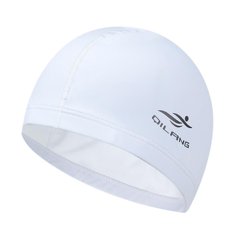 Adult Elastic Waterproof PU Protect Ears Long Hair Sports Solid Swimming Caps For Men Women