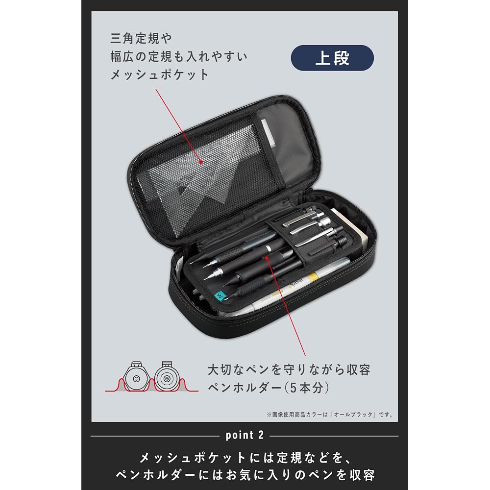 [Amazon.co.jp Exclusive] Kokuyo AMF-VBF340DB Pencil Case Naminami Holder Pen Case Webleor Navy