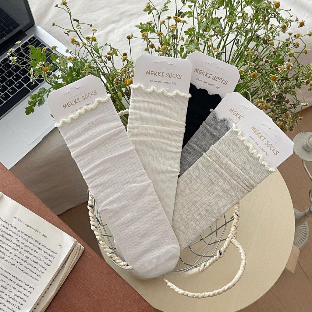 Summer Lace Mesh Socks For Women Girls Cotton White Retro Thin Breathable Mid Length Sock Girls Fashion Sweet Loose Comf Socks