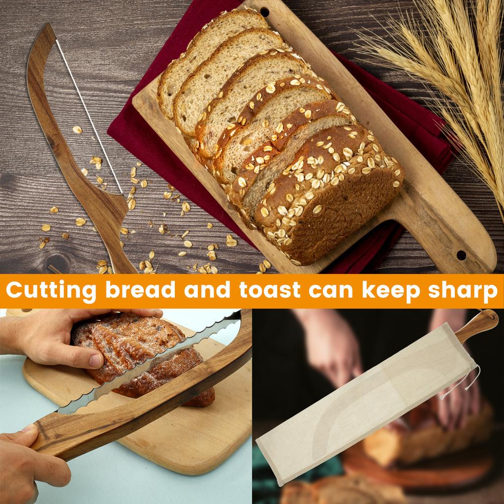 Drewniane narzędzie do krojenia chleba z łukiem Ząbkowane narzędzie do krojenia bajgli Przenośne narzędzie do krojenia chleba na zakwasie Narzędzie do krojenia chleba w kuchni Narzędzie do pieczenia ciasta