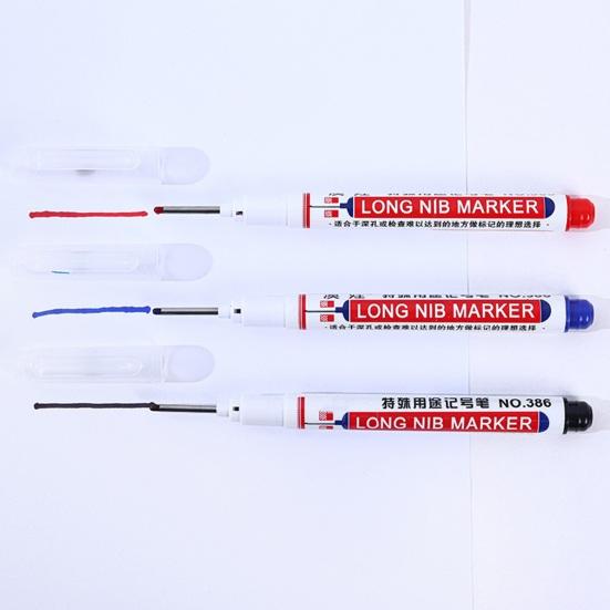 Extra-Long Tip Marker Pen Fine Line Woodworking Tile Metal Marker for Deep Hole & Plumbing Oil-Based