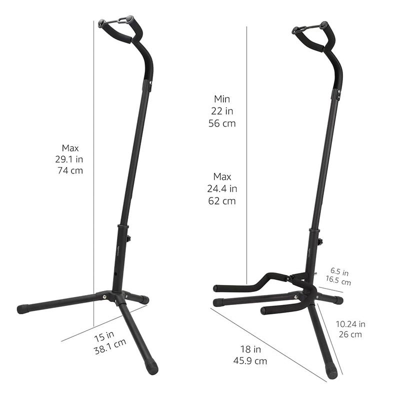 Supporto Pieghevole per Chitarra Regolabile in Altezza con Supporto Sicuro per Chitarre Acustiche, Elettriche, Basso e Banjo, Robusto, Nero