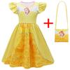 In Stock Animated Cartoon Digital Print Girls' Dress Flying Sleeve Milk Silk Skirt + Bag 88121