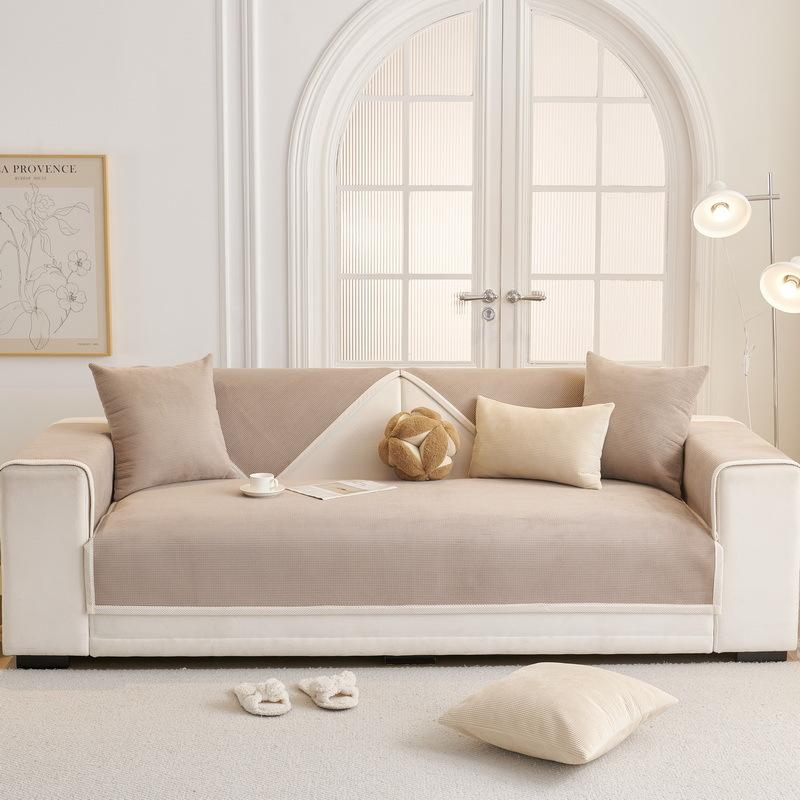 Foreign Trade Solid Color Simple Modern Striped Corduroy Sofa Cushion Autumn And Winter New Sofa Cover Non-Slip Seat Cushion Cover Cloth