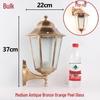 European Retro Hexagonal Outdoor LED Wall Lamp, Waterproof, Antique Bronze/Black Finish for Balcony Decoration.