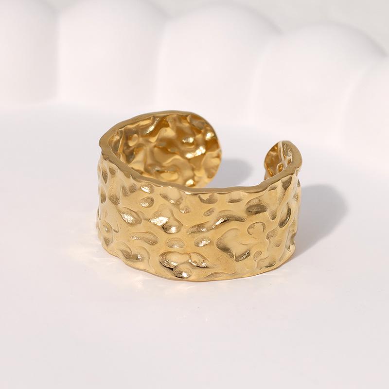 18K Gold Plated Stainless Steel Open Ring: Simple, Versatile, Niche Design, Colorfast Titanium Steel