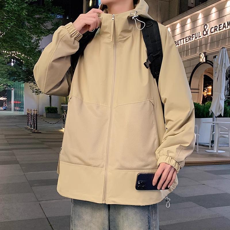 Black Charge Jacket for Men's Spring and Autumn New Loose Large Size Fat Man's Clothes Handsome Clip