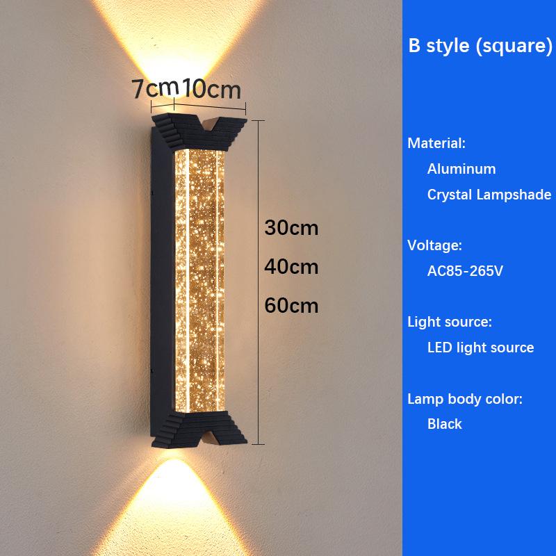 Outdoor Waterproof Wall Lamp Crystal Simple Lights Modern Outdoor Balcony Terrace Lamp Villa Entrance Gate Courtyard Wall Lamp