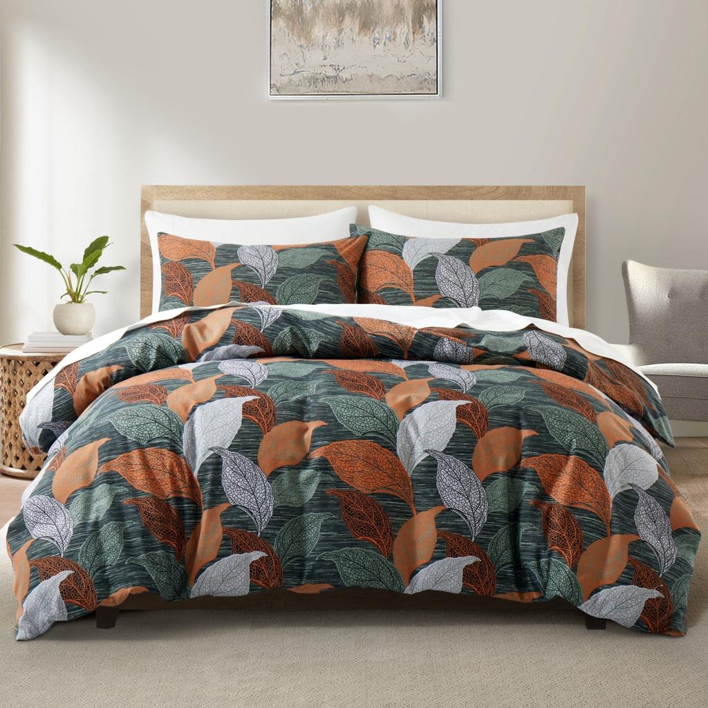 Feather Duvet Cover Twin Queen Reversible Blue Feathers Print Comforter Cover Microfiber 2/3 Pcs Boho Bedding Set for Girls Teen