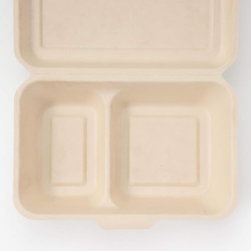 Strix Design Disposable Containers with Dividers for Lunch Boxes and Food Packs, 50 Count (25 Count x 2 Packs), Large, Unbleached, Water and Oil Resis