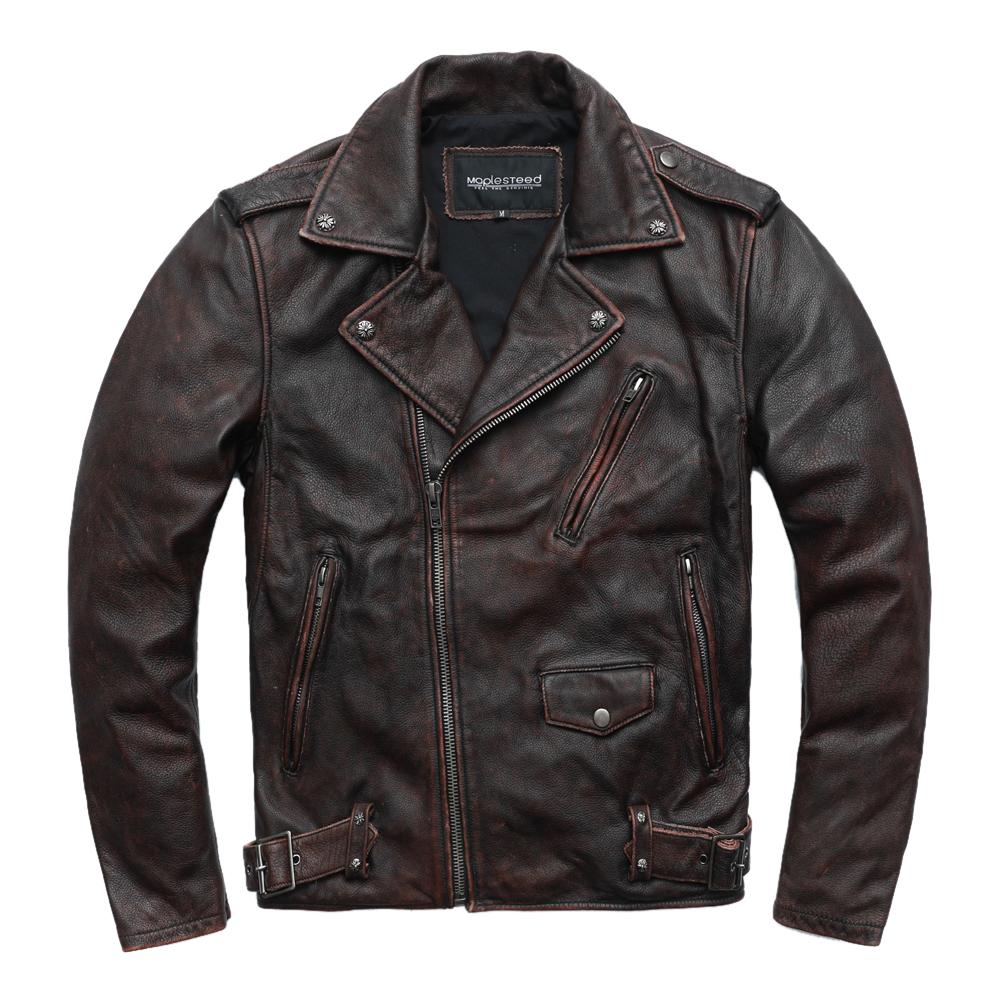 

Китайский размер винтажная мотоциклетная куртка мужская натуральная кожа куртки 100% коровья кожа пальто зимняя байкерская куртка мото одежда 5XL тёмно-рыжий