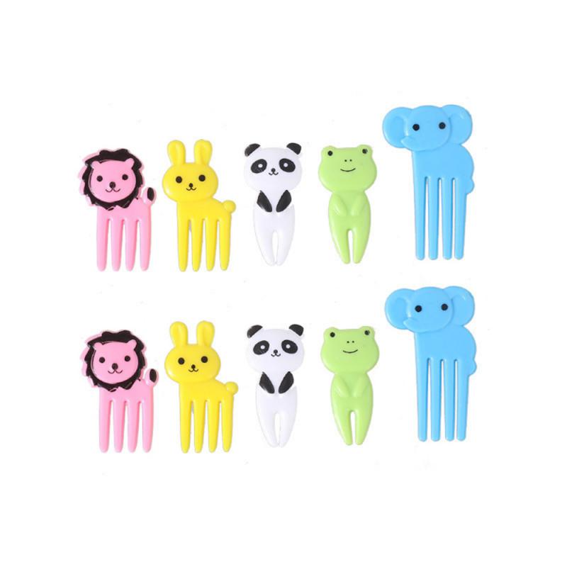 Animal Farm Fruit Fork Mini Cartoon Children Snack Cake Dessert Food Fruit Pick Toothpick Bento Lunches Random Color Party Decor