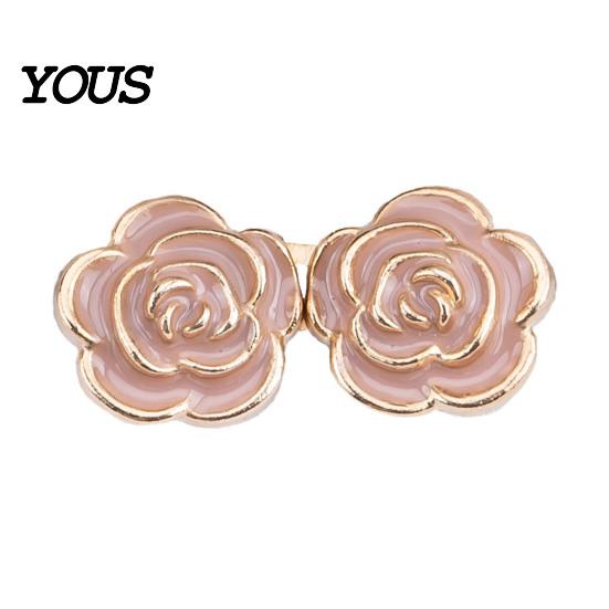 Comfortable Waist Support Pins 1 Pair Rose Tightener Pins, No-sew Pants Tighteners, Detachable Metal Flower for Jeans Skirts Waistband Narrowing