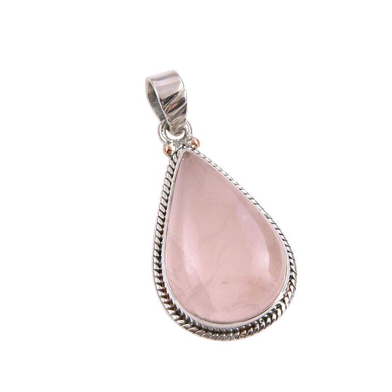 Natural Rose Quartz Gemstone 925 Solid Sterling Silver Gift Pendant 1.50" f1U15