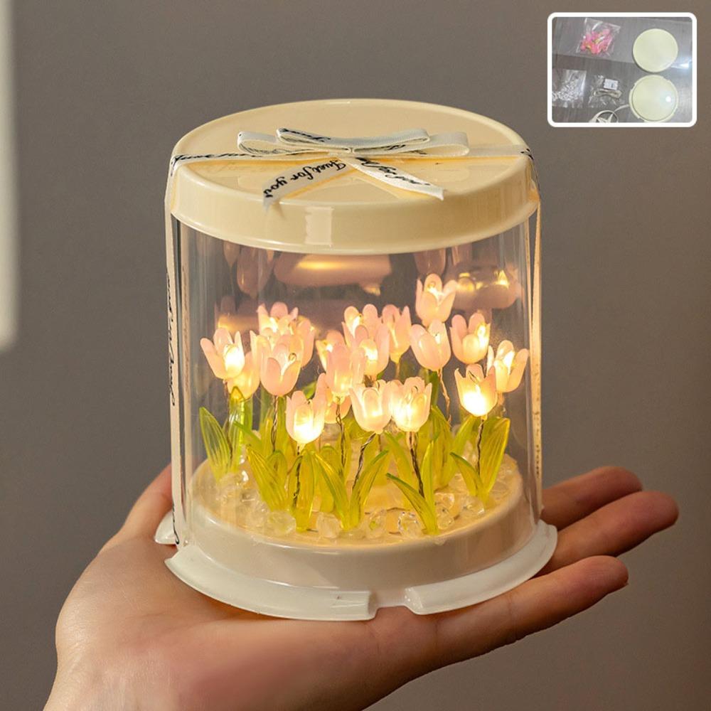 

Unfinished Products Tulip Night Light Handmade Mini Tulip Night Light Materials Home Decor Pink