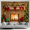 Vánoční krb Velký gobelín Vánoční stromeček Sněhulák Cartoon Cat Noční hvězdná obloha Nástěnná nástěnná deka