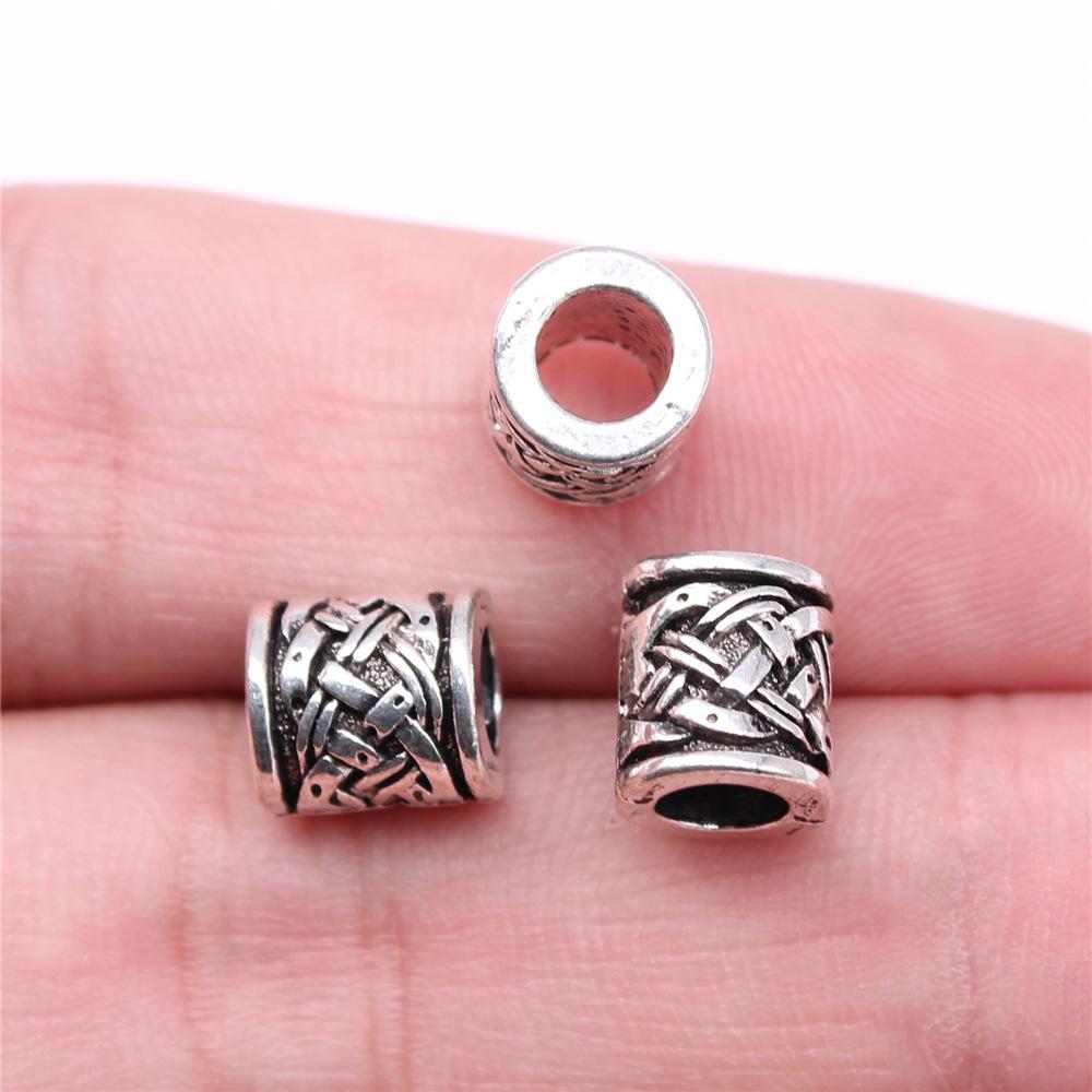 20pcs Big Hole Round Carved Spacer Beads For Jewelry Making Antique Silver Color DIY Crafts Making Findings Handmade Findings