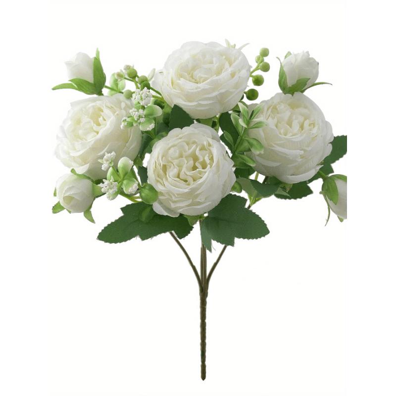 

2 Bundles Artificial Peony Fake Floral Arrangements, No Vase, for Bohemian Farmhouse Decor, Wedding, Engagement, Reunion, All Season Home Accents 2pcs білий