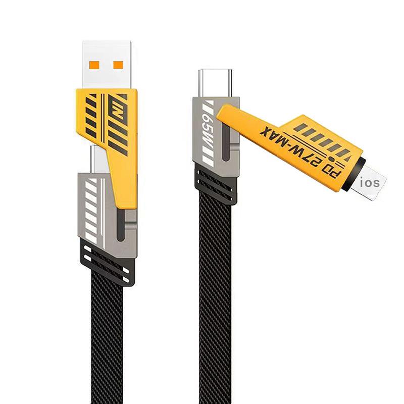 4 In 1 65W Fast Charging Usb Cable Type C Usb Micro For Iphone Samsung Huawei Xiaomi Multi Port Multiple Charging Wire