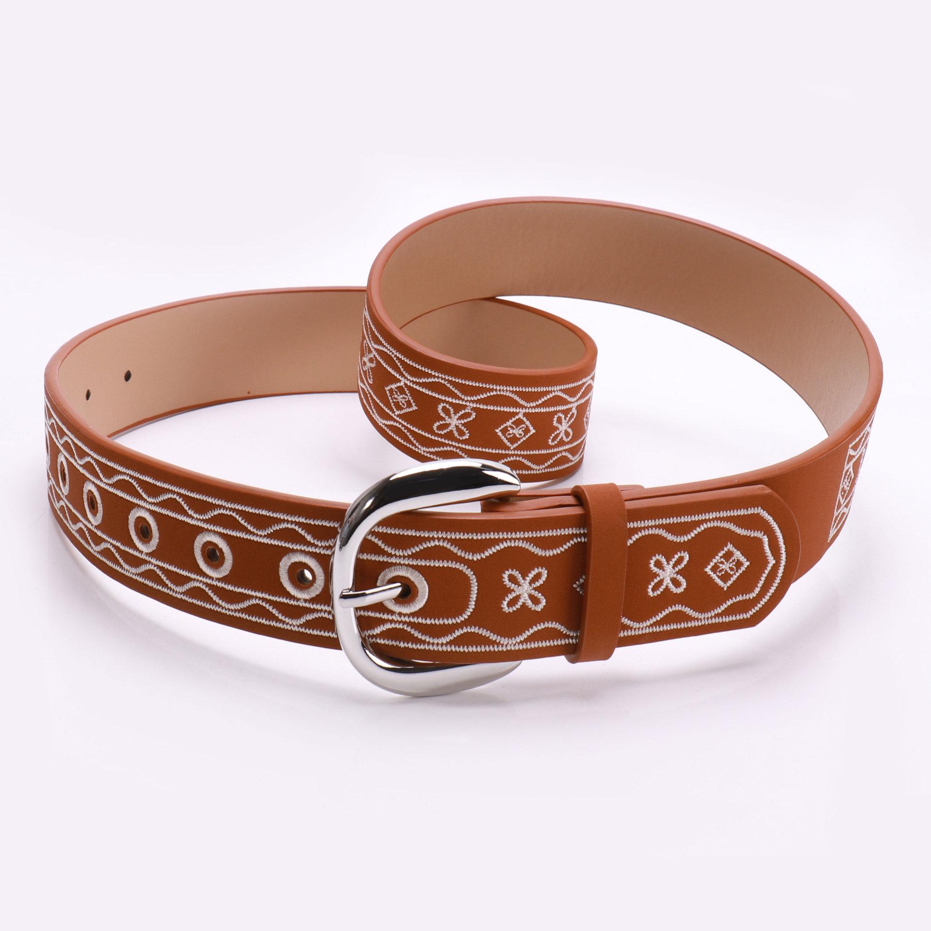 

Women s Retro Embroidered Leather Belt: Versatile Accessory for Dresses, Jeans & More коричневий