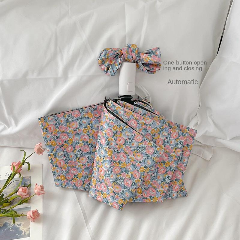 Retro Floral Umbrella Women's Literary High-End Strong Sun Protection Sunscreen Sun Umbrella