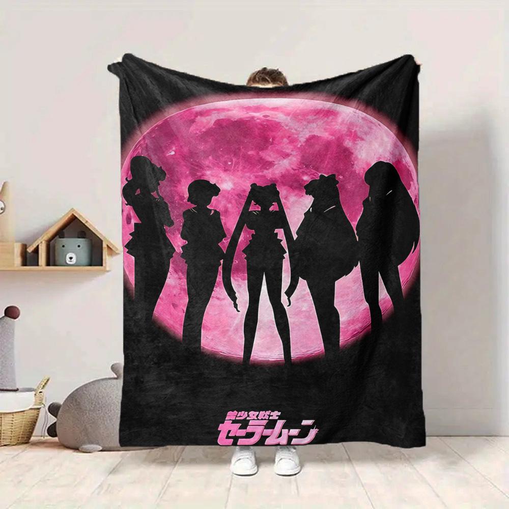 1pc Sailor Moon Soft Comfortable Blanket Digital Print, All Season Multipurpose Knit Fabric Bedding, Office, Sofa Home Decor Blanket