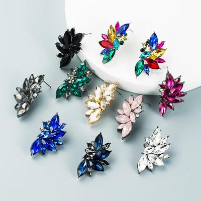 Damen-Ohrstecker, Persönlichkeit, geometrische Blume, Legierung, Kristall, Strass, Vintage, einfache Ohrringe