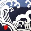 Hama pattern large cloth Fuji and large waves (furoshiki 90cm) Mt.