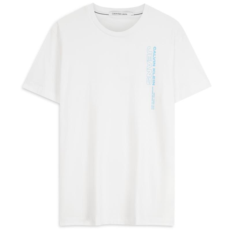 

Calvin Klein Letter Print Crew Neck Casual Short Sleeve T-Shirt Men Tops Milk-White J323925 M