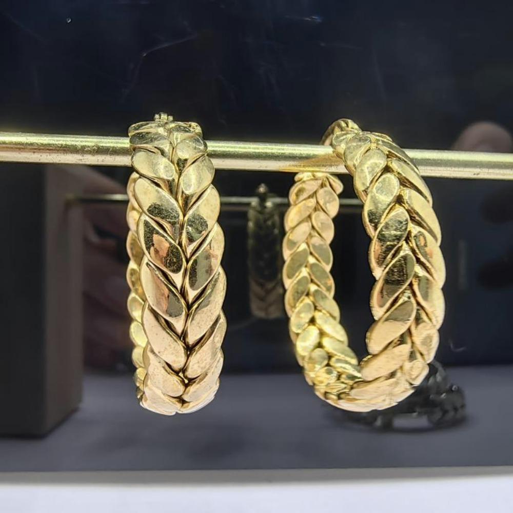 Peace Leaf Hoop Earrings Stainless Steel Wheat Ears European and American Trend Earrings