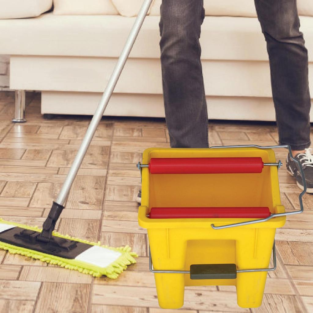Foot Pedal Mop Bucket Easy to Use with Handle for Cleaning Indoor Hiking Yellow