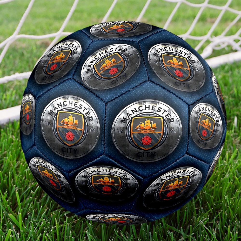 1pc Manchester City Crest Snowscape Size 5 Soccer Ball PVC Football Sports Matches Training Outdoor Games Beach Elastic Balls 070120