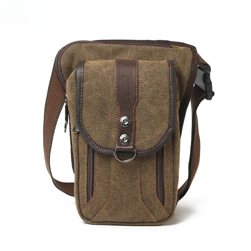 Płócienna męska saszetka biodrowa producenta odporna na zużycie torba na nogę torba na ramię listonoszka męska w stylu retro europejskim i amerykańskim wszechstronna retro moda