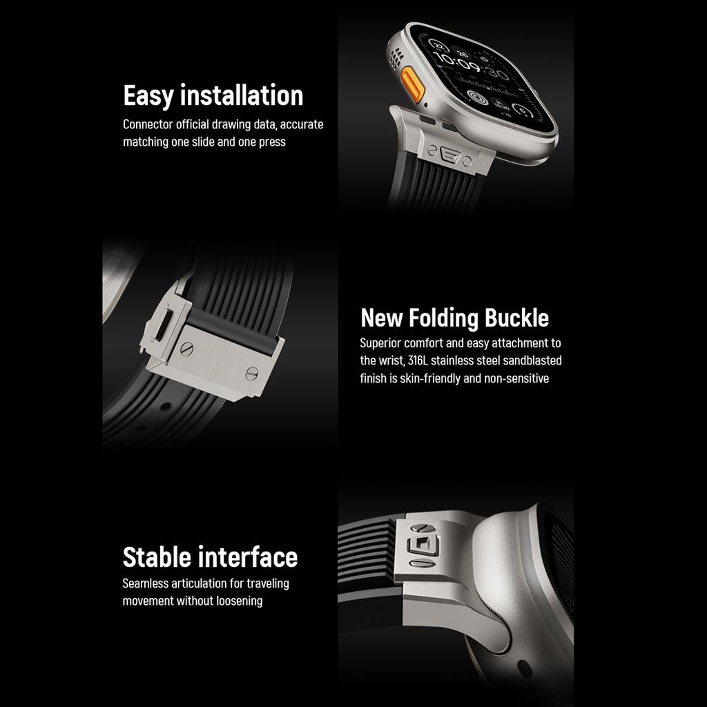 Luxury Strap for Apple Watch Band Ultra 3 49mm Series 11 10 46mm 9 8 7 45mm Sports Silicone Bracelet Belt Iwatch 6 SE 5 44mm