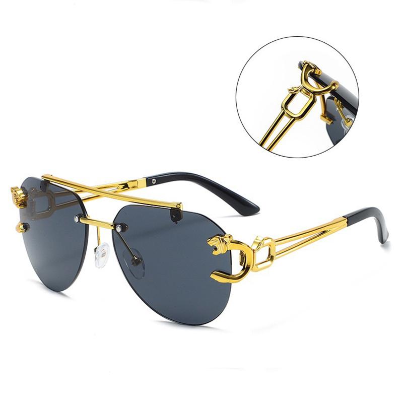 Non-polarized Rimless Punk Cheetah Decoration Sunglasses for Men Square Frameless Gradient Black Classic Rectangle Sun Glasses