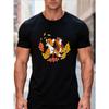 Men'S T-Shirt Featuring a Cartoon Dog And Autumn Leaves Design, Perfect for Everyday Use, Casual Outings, Weekend Fun, And Street Fashion