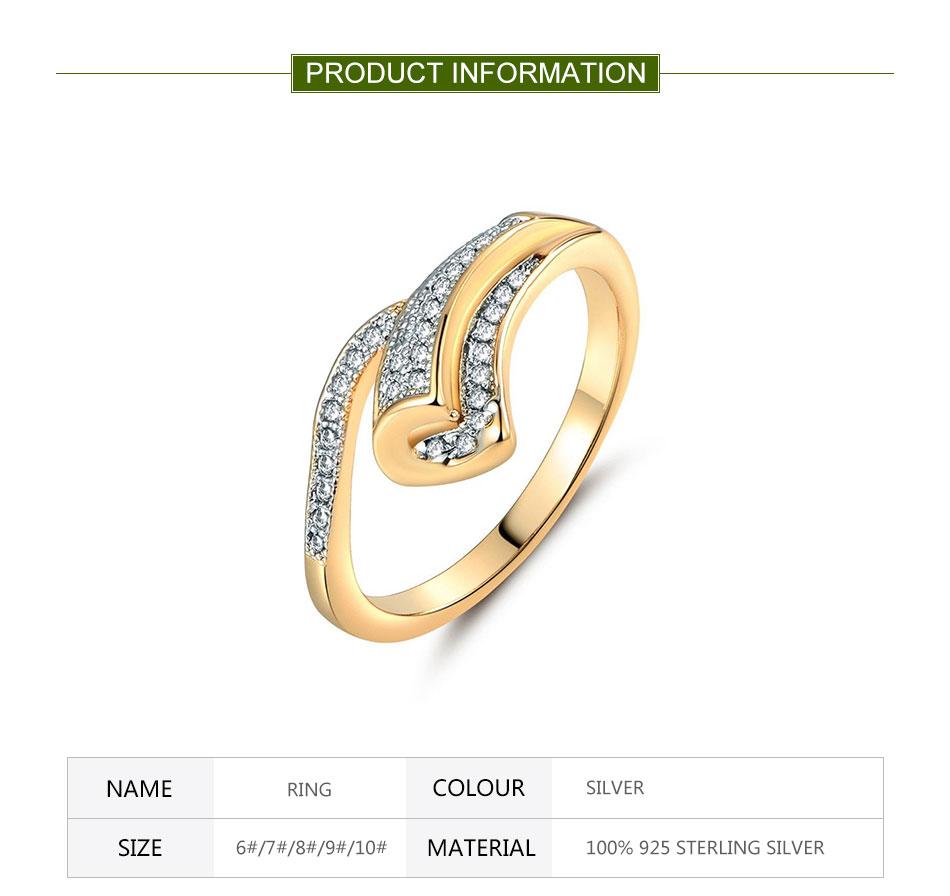 ZDADAN 925 Silver 18K Gold Zircon Rings For Women Fashion Jewelry