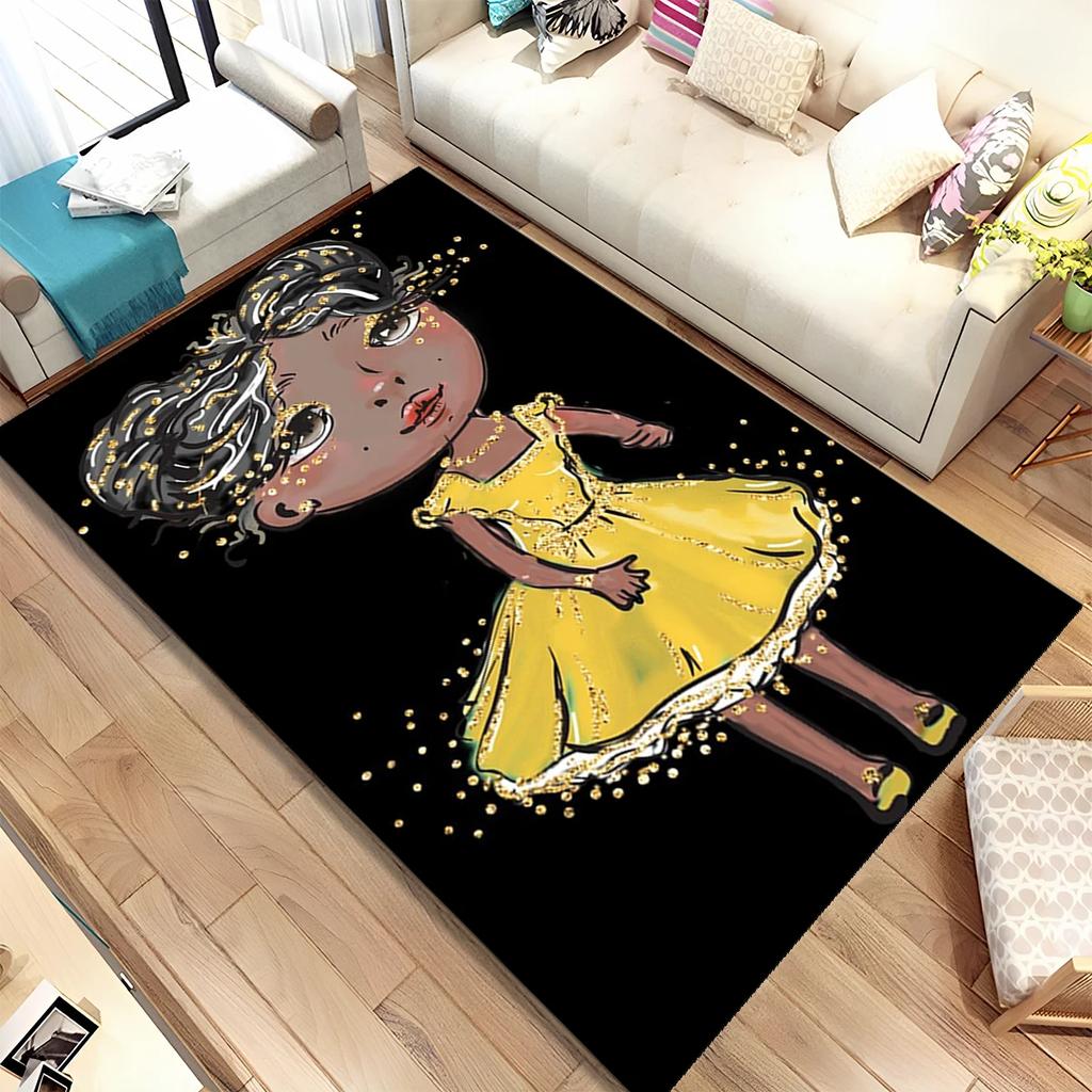 Cute Ballet Girl Ballerina Fairy Cartoon Area Rug,Carpet for Living Room Bedroom Sofa Doormat Decoration, Kid Non-slip Floor Mat