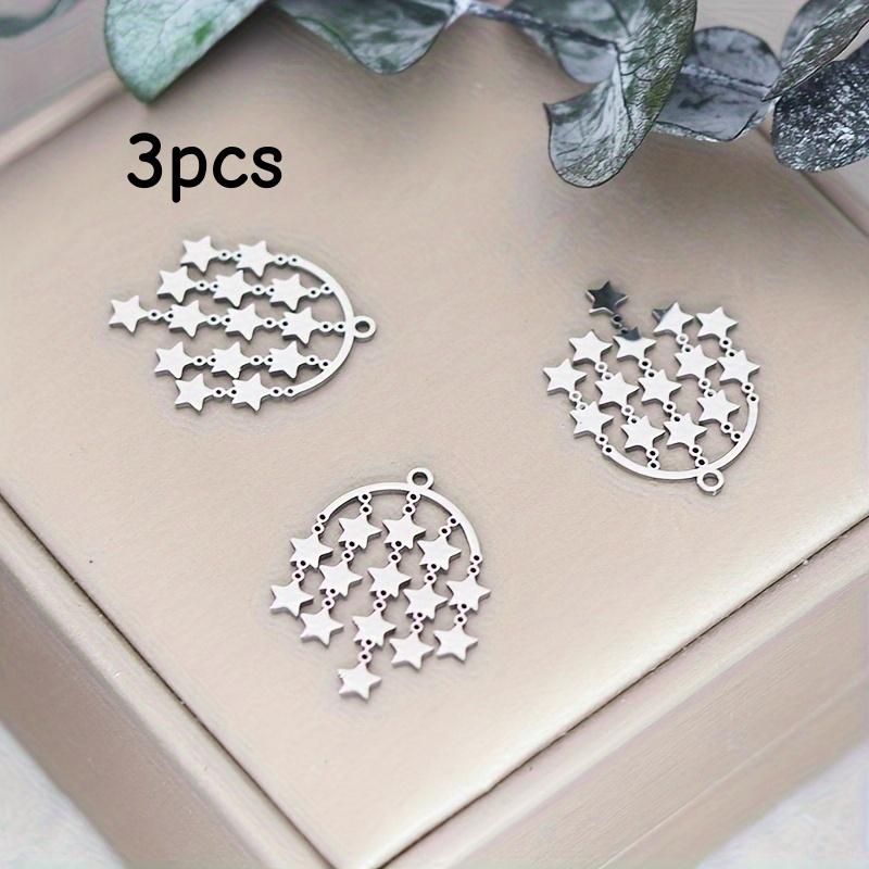 

3 sets of 201 stainless steel star tassel pendants, used for jewelry making earrings, necklace accessories wholesale 3pcs срібний