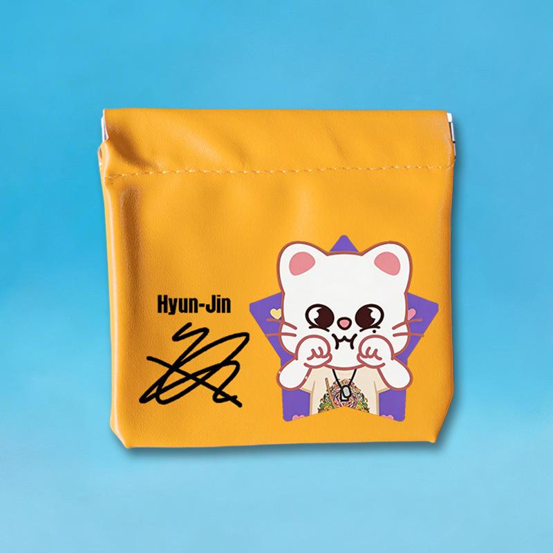 Stray Kids PU Leather Coin Purse Cute Cartoon Digital Storage Bag Portable Earphone Cable Lipstick Organizer Pouch Gift