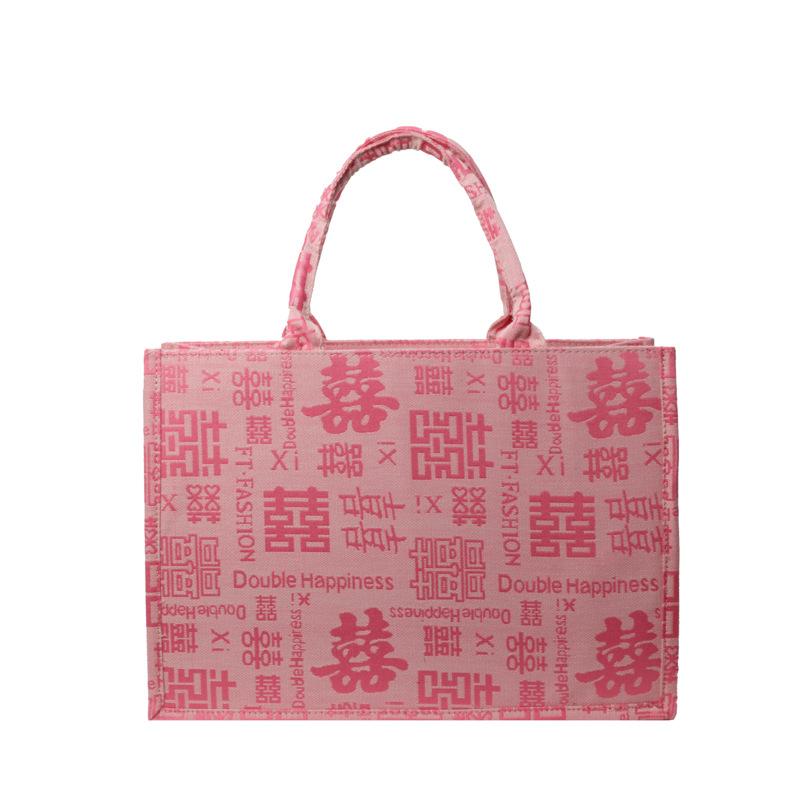 New national style, happy events, large-capacity wedding bags, simple lace silk scarves, portable tote bags for women