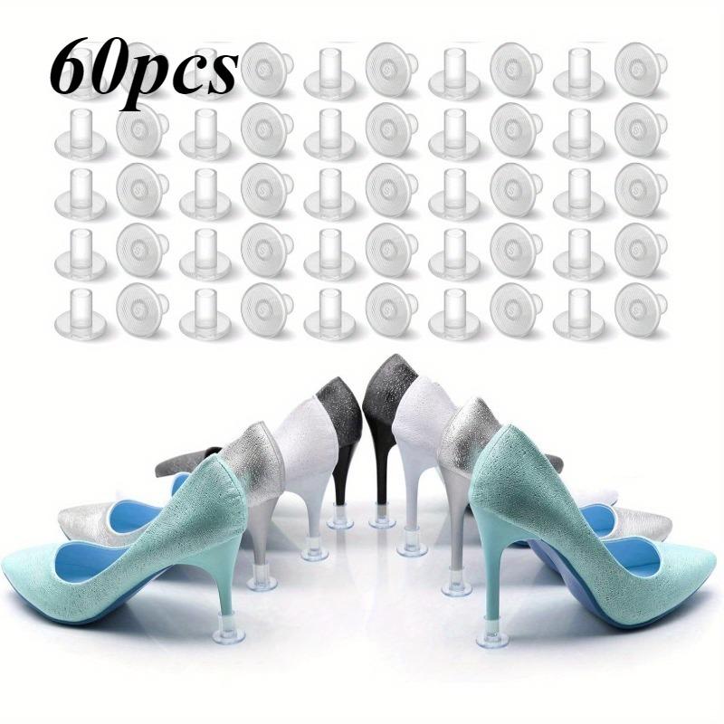 60pcs Clear Plastic High Heel Protectors & Silencers 3 Size for Weddings Event Prevent Heels From Sinking On Grass Gravel Bricks