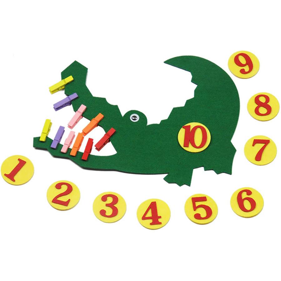 1-10 Digital Crocodile Clip Cartoon Felt School Mathematics Teaching Aids Number Cognitive Felt Free Assemble Teaching Tools