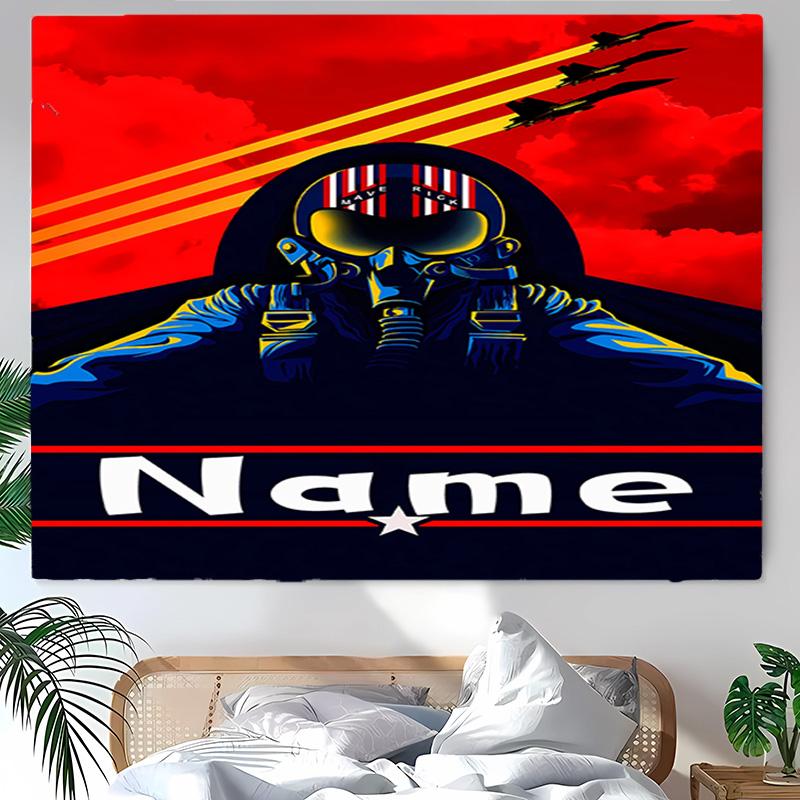 Personalized Top Gun Maverick Background Tapestry,Custom Name Birthday Party,Multifunctional Wall Decoration for Home Decor,Various Occasions