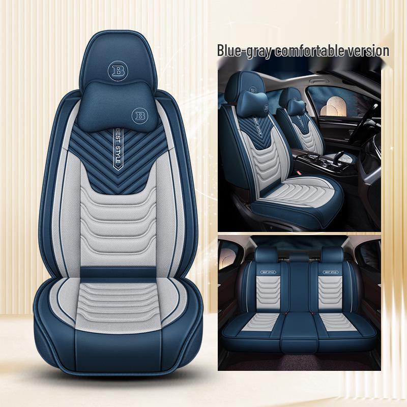 All-Season Linen Car Seat Cushion - Full Coverage & Universal Fit