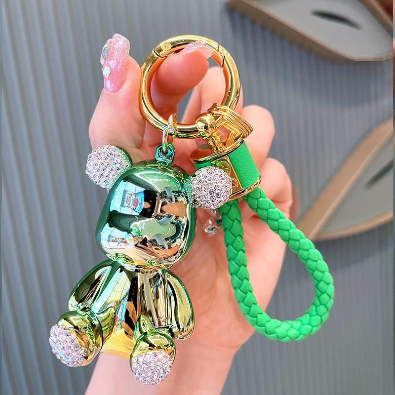 Bear Exquisite Rhinestone Keychain Chic Acrylic Key Holder For Fashionable Women