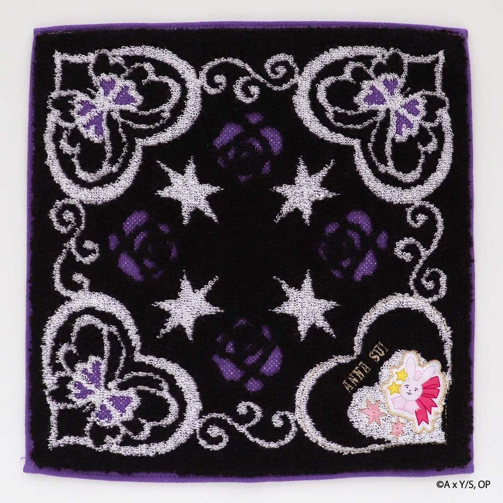 No X Anna Sui Towel Eye X Rabbit [Oshi Ko] Handkerchief, (Pink), Approx. 25cm, 000756-0001-01